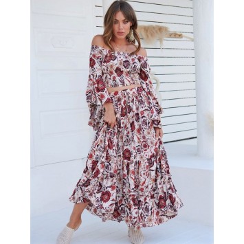 Ensemble bohème KATIA Jupe longue et Top court de la marque australienne JAASE