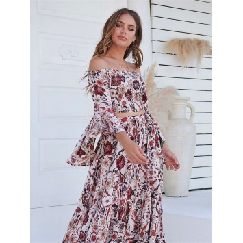 Ensemble bohème KATIA Jupe longue et Top court de la marque australienne JAASE