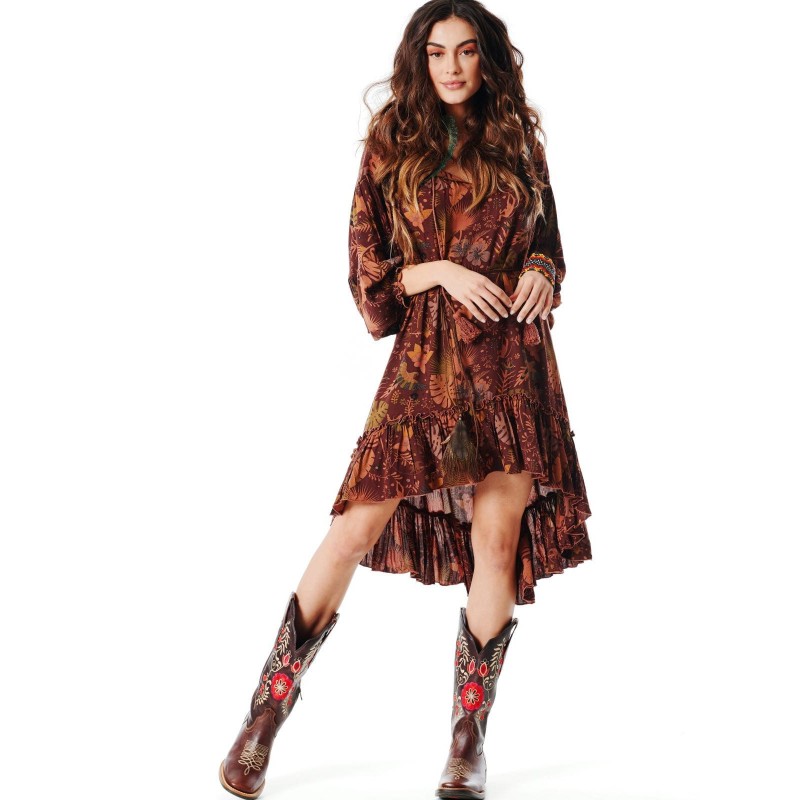 CEHVOM Bottes Plates d'Hiver pour Femmes Brodées de Fleurs Lacées Mi