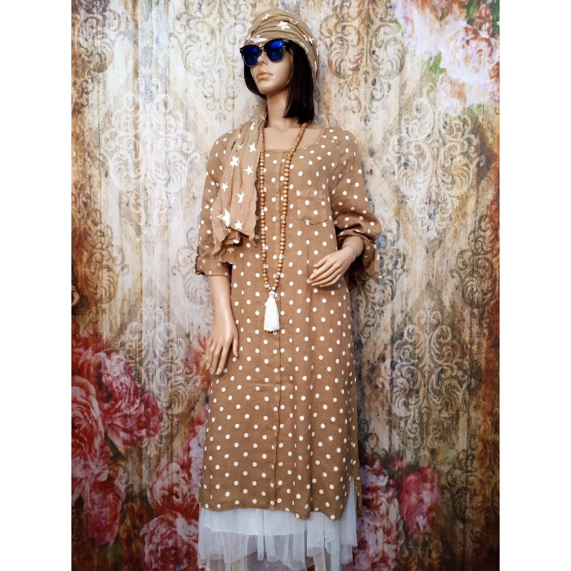 Robe midi en lin Coxy à pois