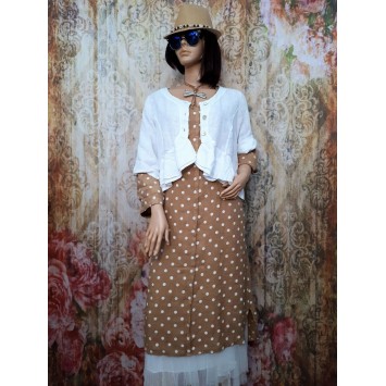 Robe midi en lin Coxy à pois