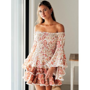 SIENNA robe JAASE courte à volant imprimé Paisley Liberty