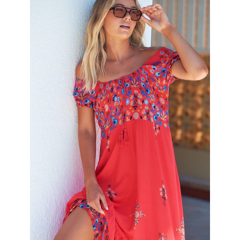 Robe longue JAASE modèle Sarita imprimé Sunset
