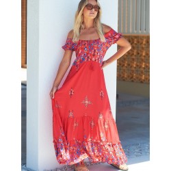 Robe longue JAASE modèle Sarita imprimé Sunset