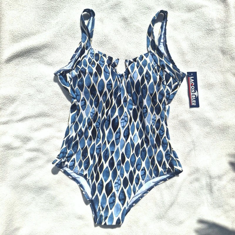 Maillot de bain LAGON BLEU 1P Nathalie imprimé Bali Navy
