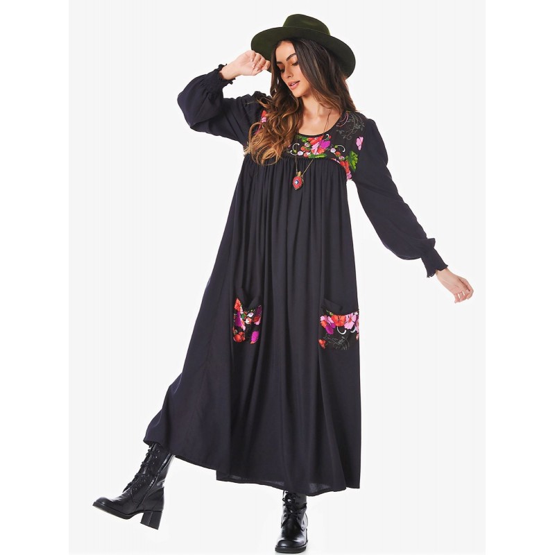 Robe midi POLKA style folk marque YACAMIM