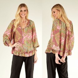 Haut LINDA bohème imprimé indien marque YACAMIM