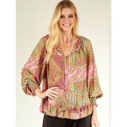 Haut LINDA bohème imprimé indien marque YACAMIM