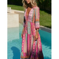 Robe longue marque JAASE modèle Tzinga imprimé Bohème