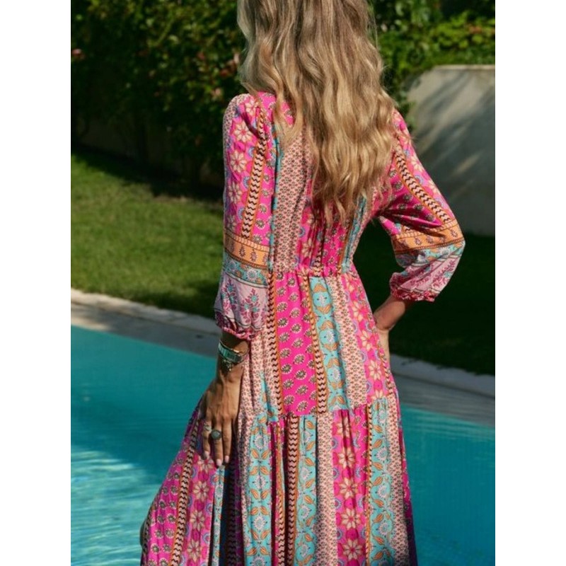 Robe longue marque JAASE modèle Tzinga imprimé Bohème