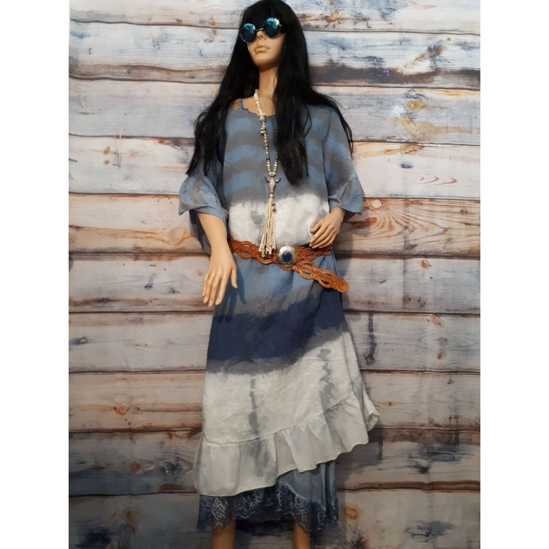 Robe Bohème Longue en Lin TANIA oversize Tie and Dye