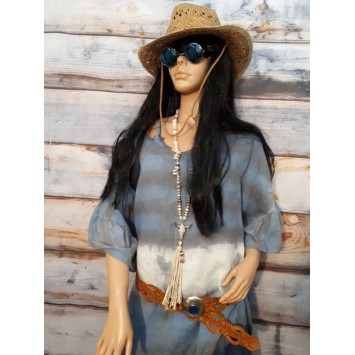 Robe Bohème Longue en Lin TANIA oversize Tie and Dye