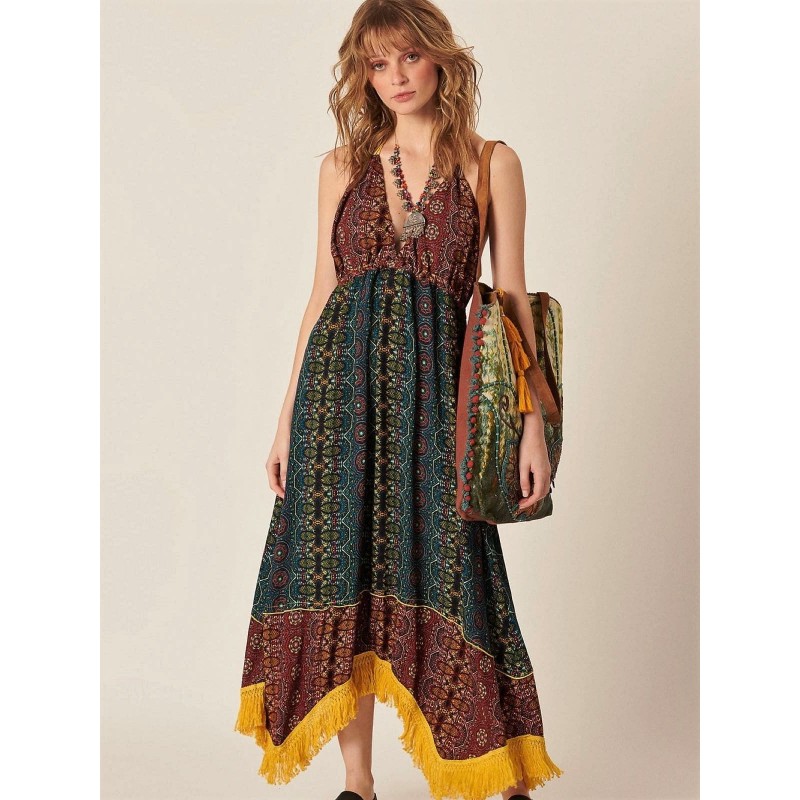 Robe Bohème TABATAH dos nu imprimé exclusif de la marque YACAMIM