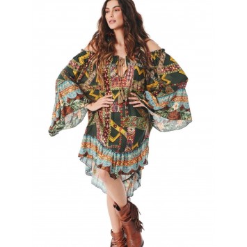 Robe Tunique BAHIA imprimé bohème de la marque YACAMIM